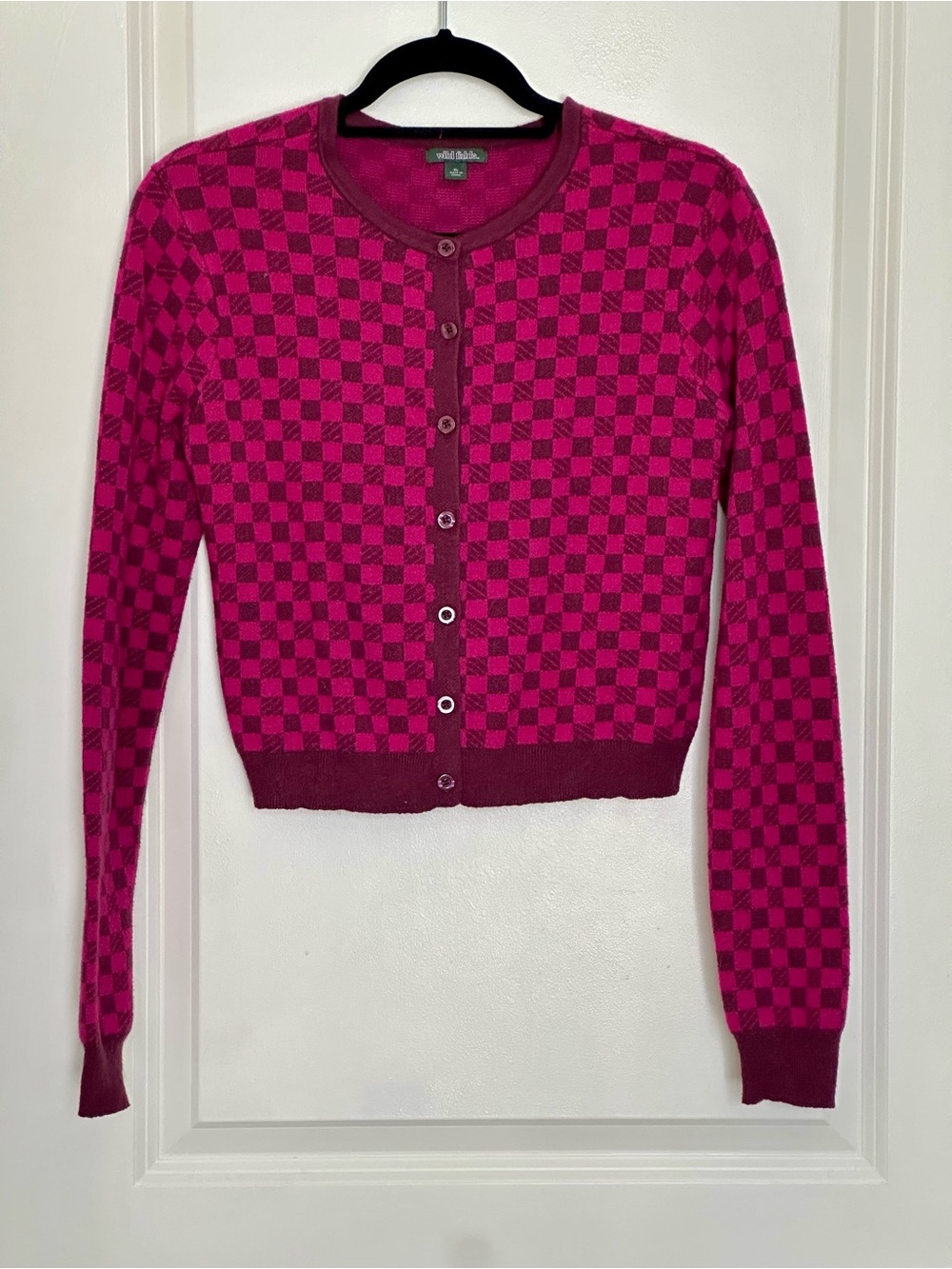 wild fable Pink and Magenta Checkerboard Cardigan